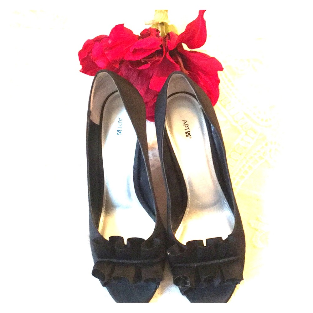 Black Satin Evening Dress Shoes